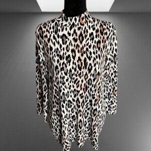 Chicos Mock T Animal Print Top, size 12P - 14P